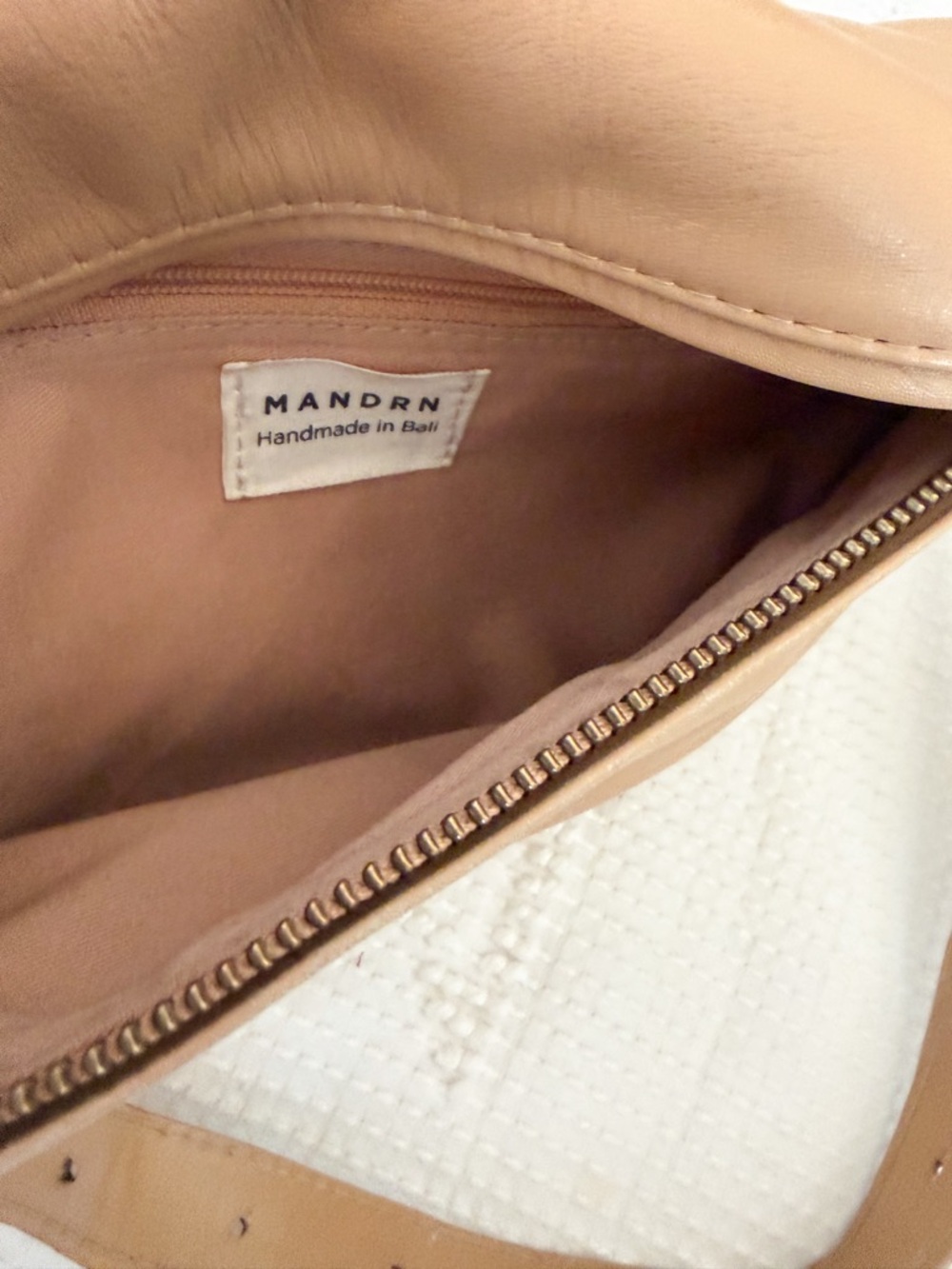 MANDRN Atlas Tan Leather Fanny Pack Crossbody Belt Bag Sand - Picture 5 of 8